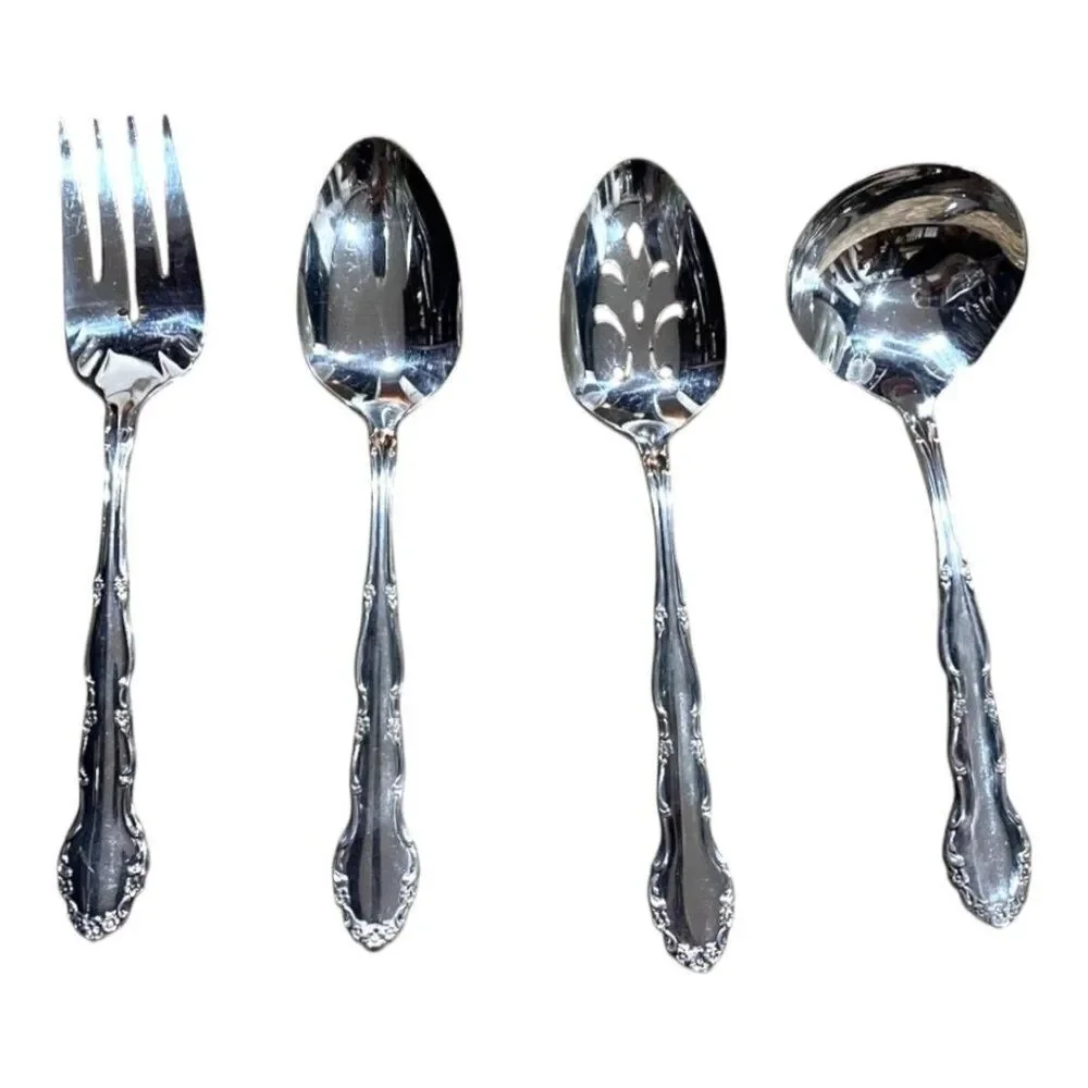 Oneida 1881 Rogers FLIRTATION 1959 Server Set 4 Piece Ladle, Fork, 2 Spoons